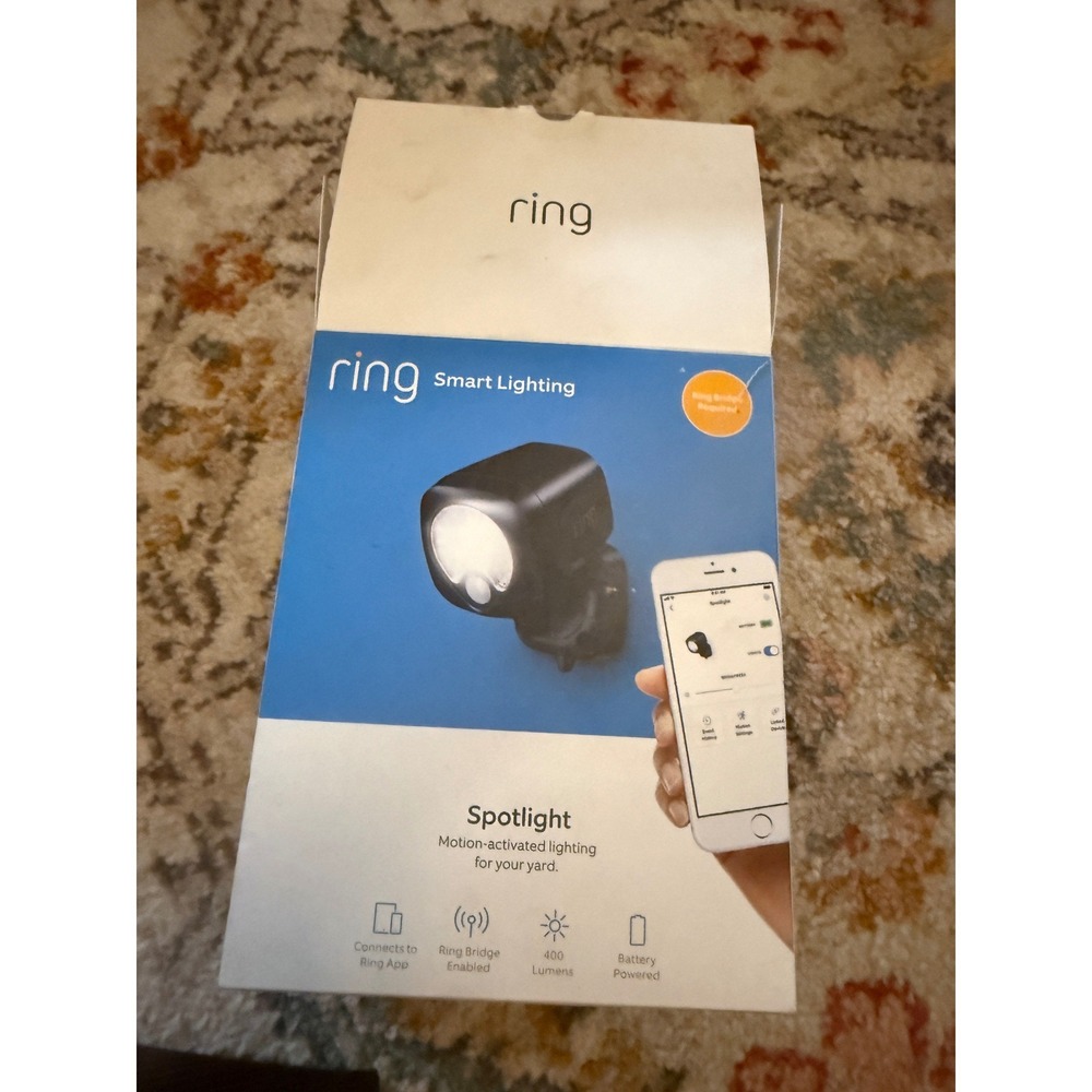 Ring Smart Lighting Spotlight Battery Powered Black 400 Lumens Motion Activated